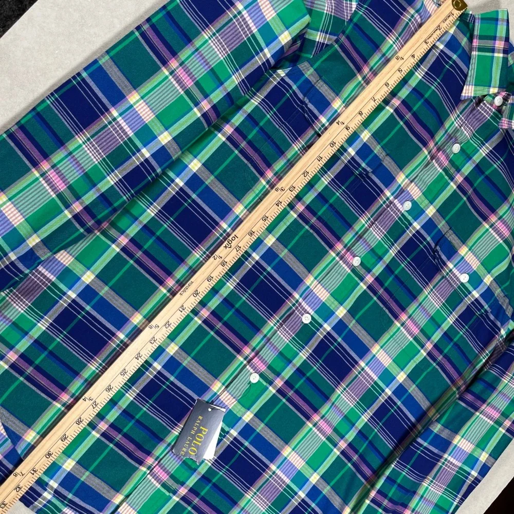 New Polo Ralph Lauren Button Up Men XL Green Multi Plaid Classic Fit Long Sleeve